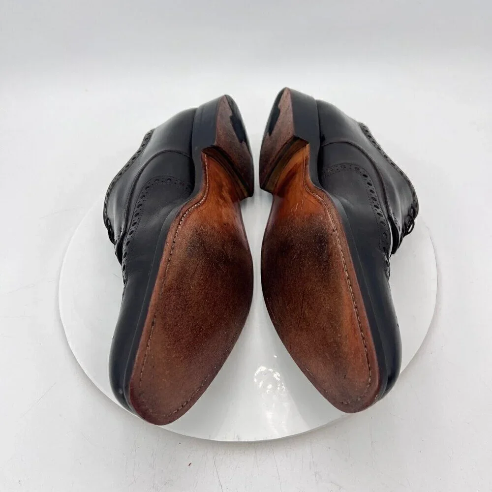 Allen Edmonds Tresana Men Size 9.5EEE Black Leather Wingtip Derby Dress Shoes